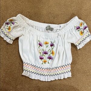 ASOS White Skirt with Floral Embroidery